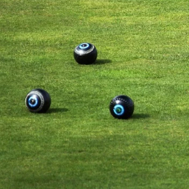 Bowls on a green lawn