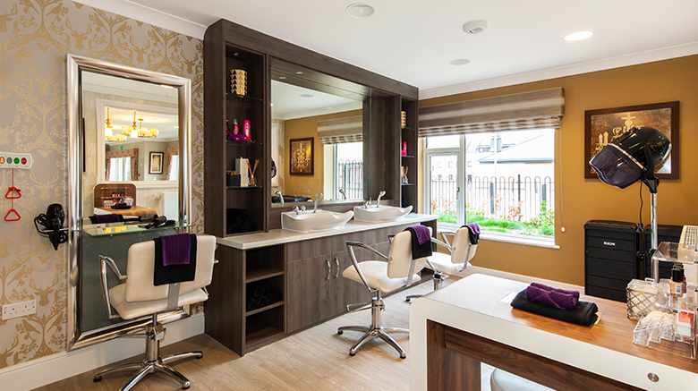 A wide angle view of the Hairdressers & Beauty Salon at Penrose Court Care Home